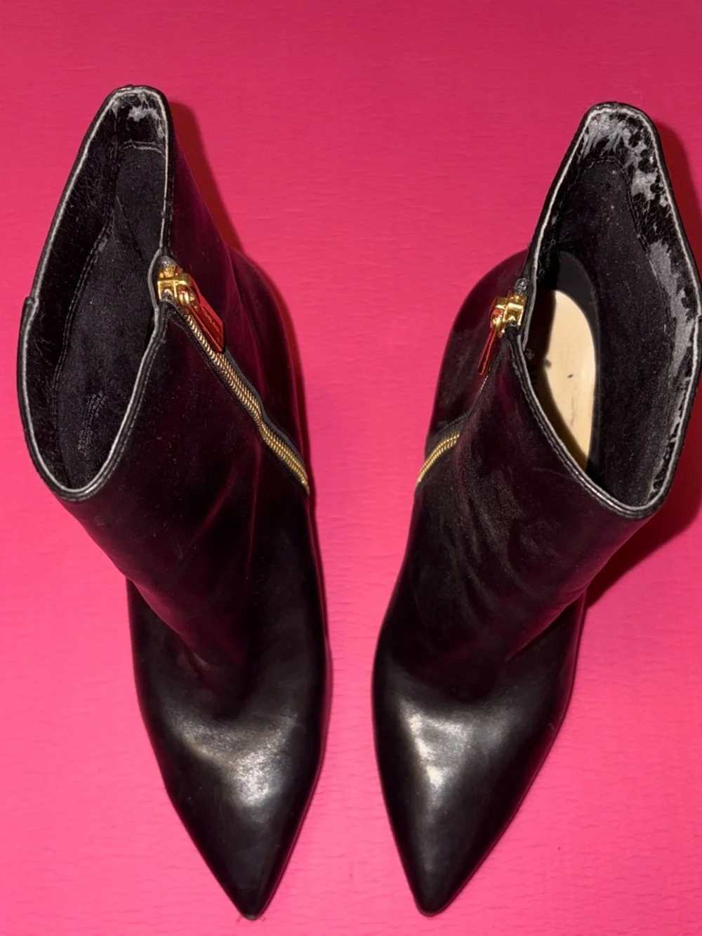 Michael kors Black Leather Pointed-Toe Stiletto Ankle Boots - Women's